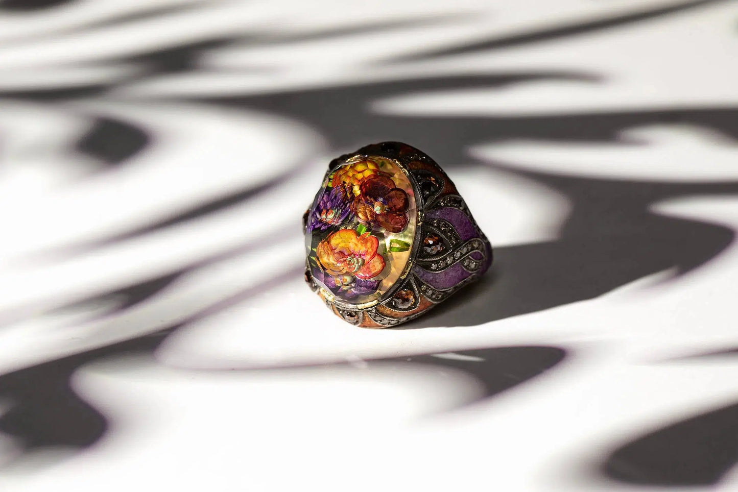 SEVAN BICAKCI-Citrine Flower Garden Ring-YELLOW GOLD