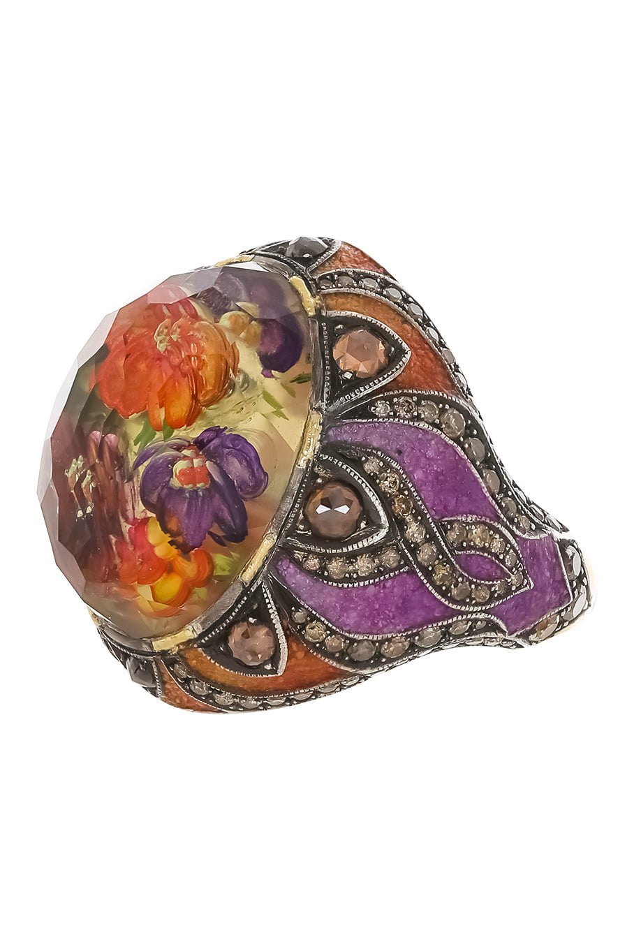 SEVAN BICAKCI-Citrine Flower Garden Ring-YELLOW GOLD