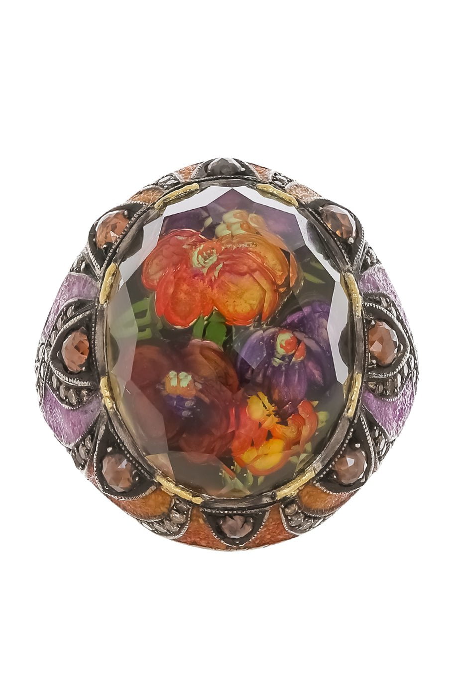 SEVAN BICAKCI-Citrine Flower Garden Ring-YELLOW GOLD