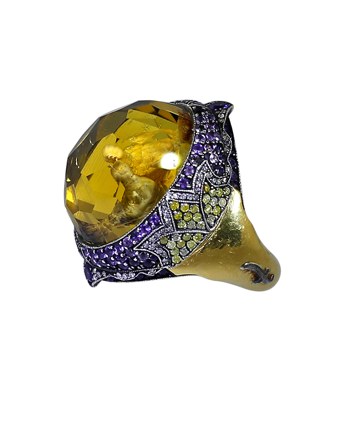 SEVAN BICAKCI-Carved Doves Ring-YELLOW GOLD