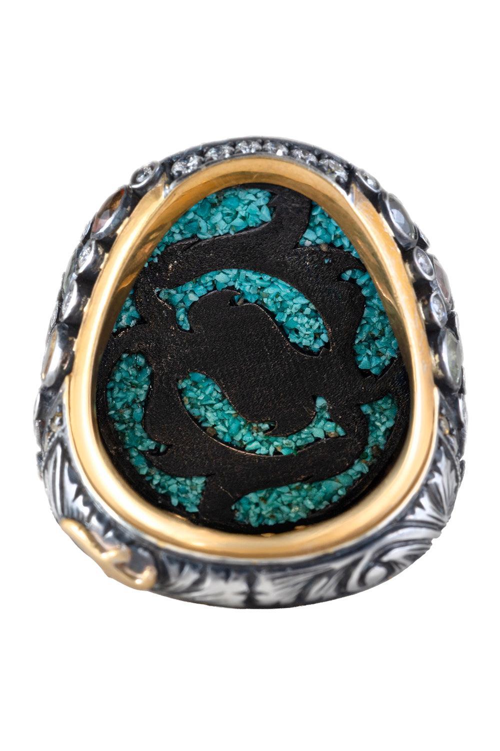  Sapphire Yellow Diamond Carved Turtle Ring-YELLOW GOLD-JEWELRYFINE JEWELRING-SEVAN BICAKCI 