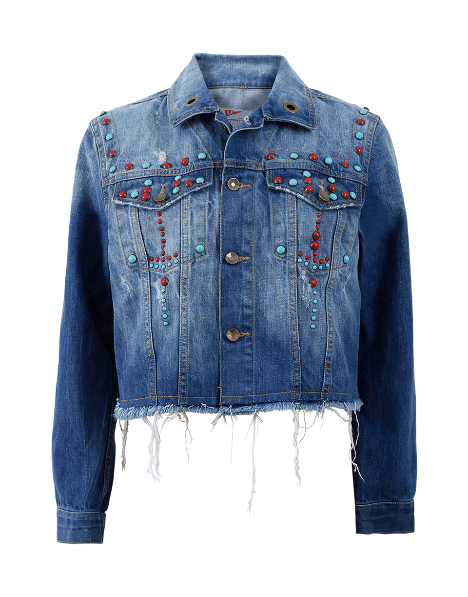 SHAFT JEANS-Fray Denim Embroidered Jacket-