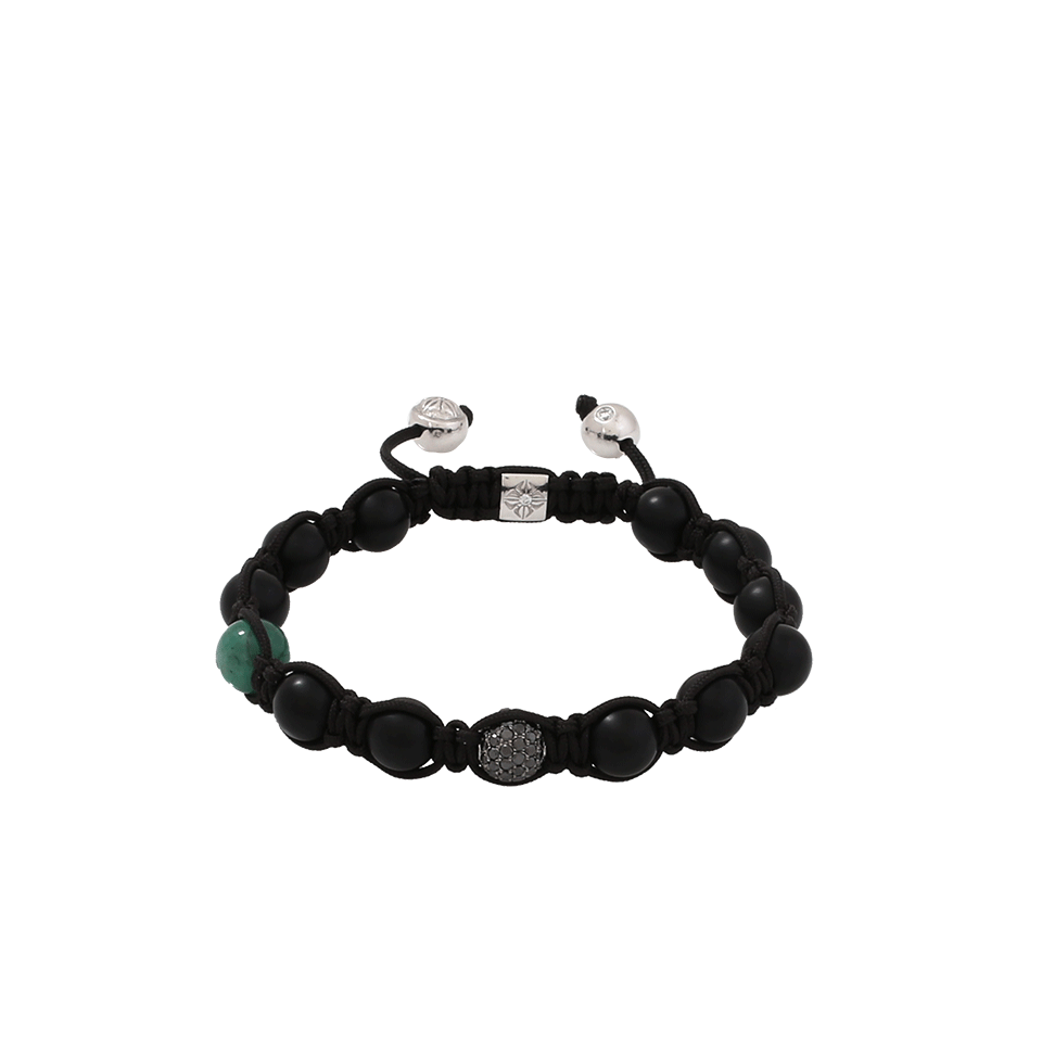 SHAMBALLA JEWELS-Emerald And Black Diamond Onyx Beaded Bracelet-BLACK GOLD