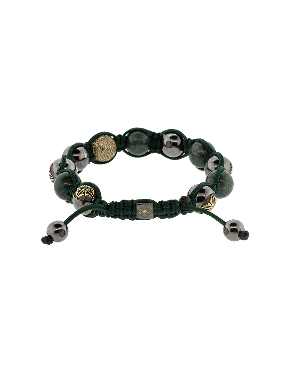 SHAMBALLA JEWELS-Green Marble Bead Bracelet-BLACK GOLD