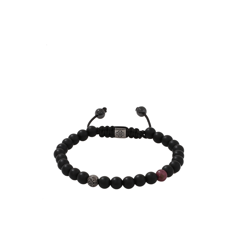 SHAMBALLA JEWELS-Onyx And Ruby Beaded Bracelet-BLACK GOLD