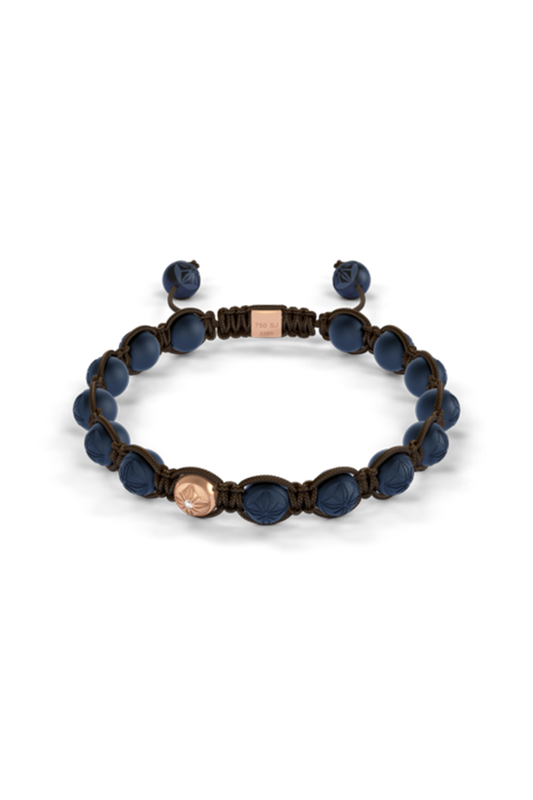 Diamond Matte Blue Braided Bracelet-ROSE GOLD-JEWELRYFINE JEWELBRACELET O-SHAMBALLA JEWELS