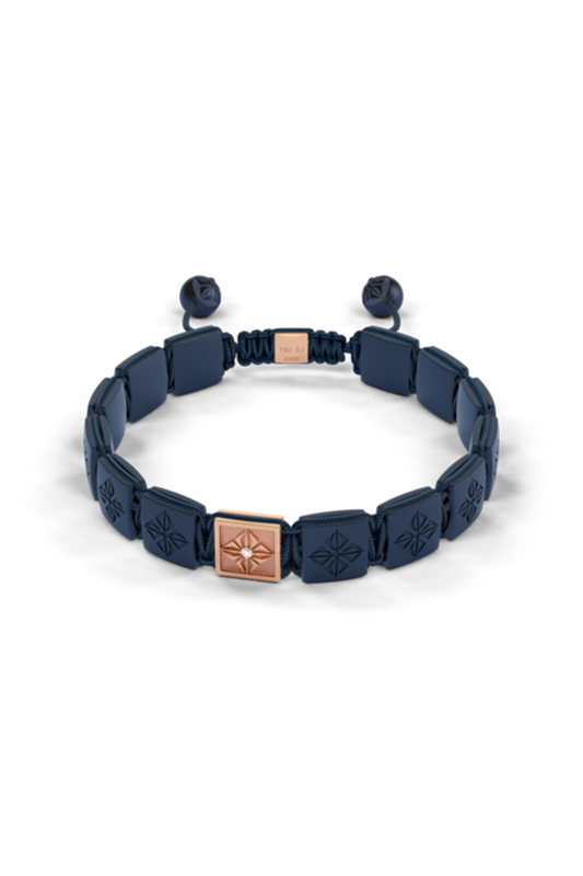 Diamond Matte Blue Lock Bracelet-ROSE GOLD-JEWELRYFINE JEWELBRACELET O-SHAMBALLA JEWELS