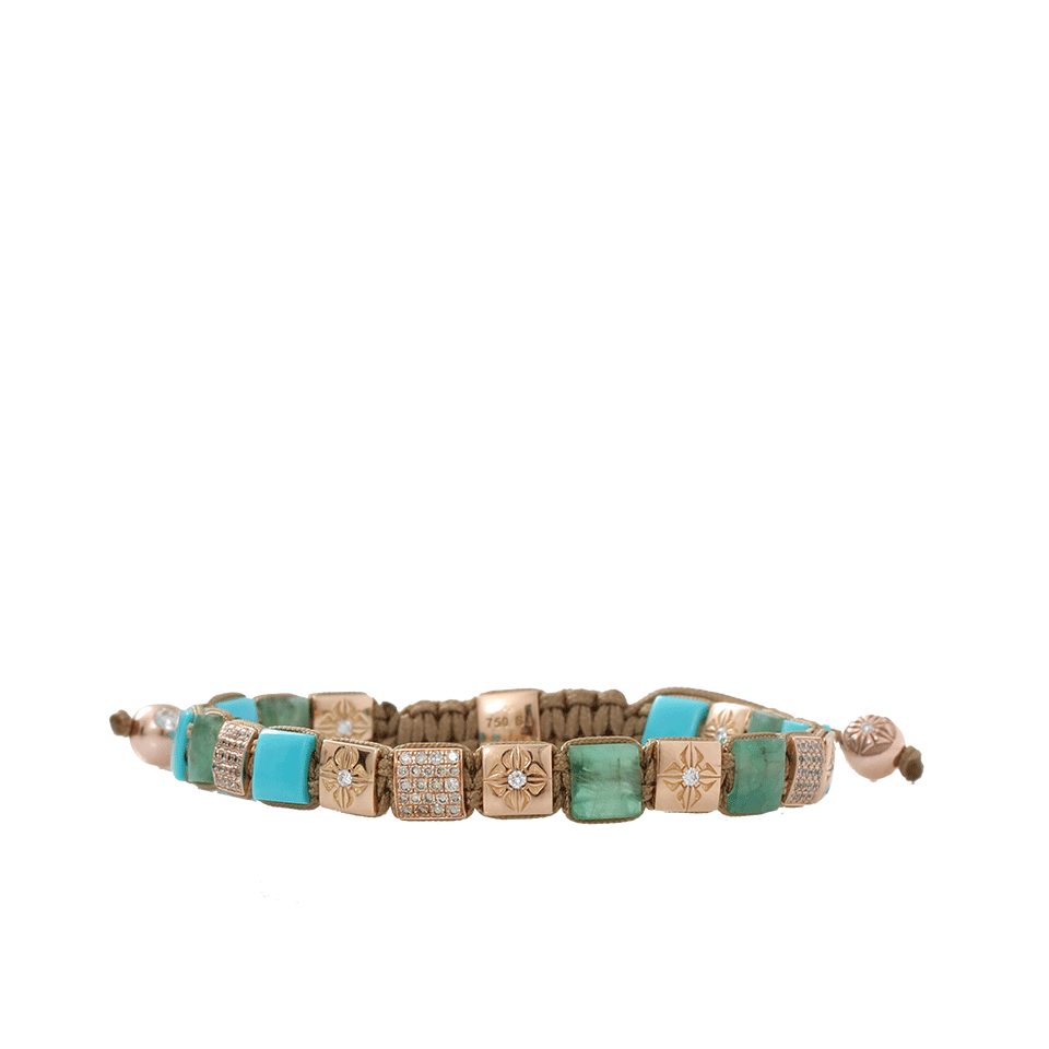 SHAMBALLA JEWELS-Emerald And Turquoise Lock Bracelet-ROSE GOLD
