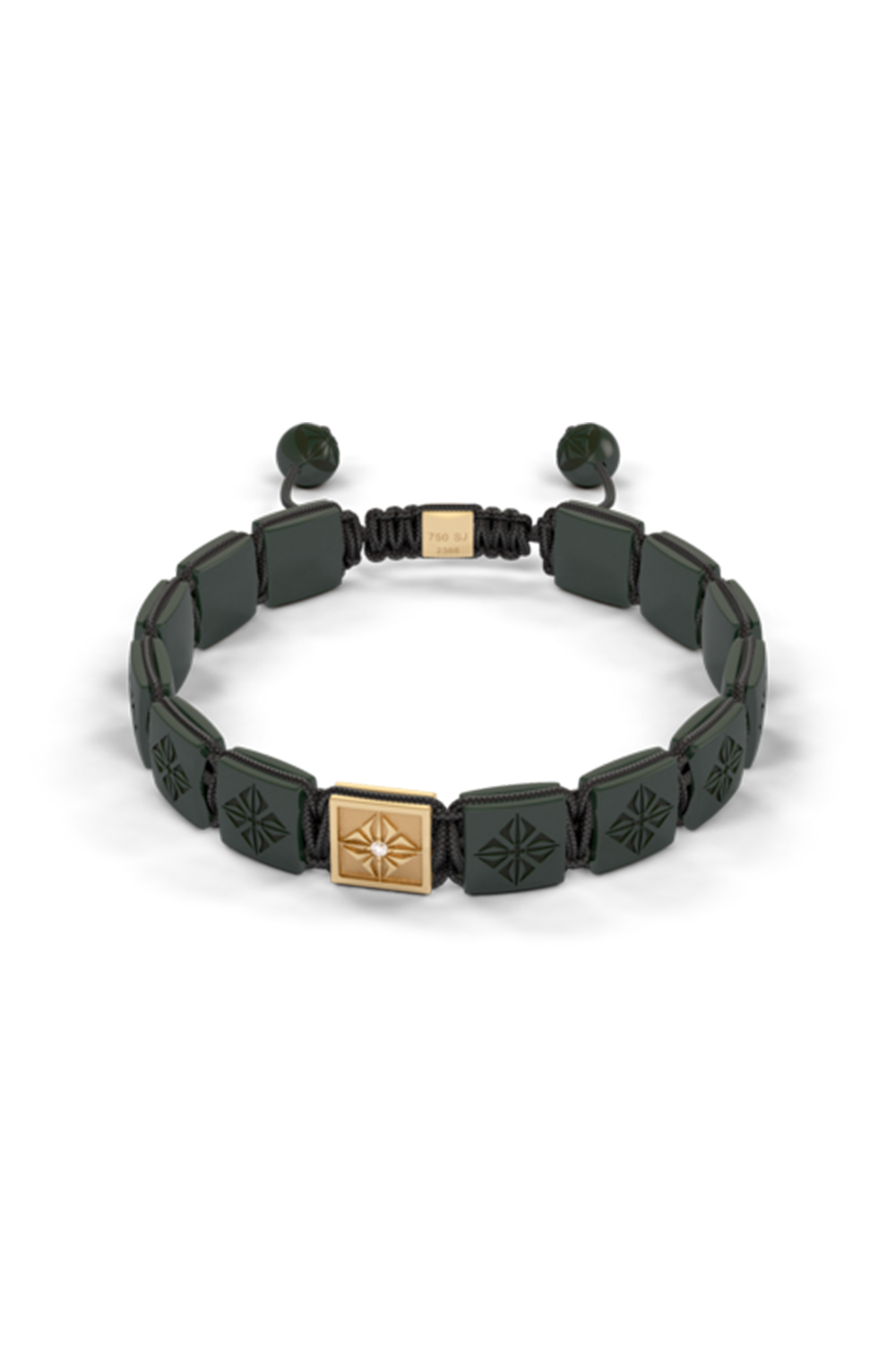 Diamond Matte Green Lock Bracelet - 10mm-WHITE GOLD-JEWELRYFINE JEWELBRACELET O-SHAMBALLA JEWELS