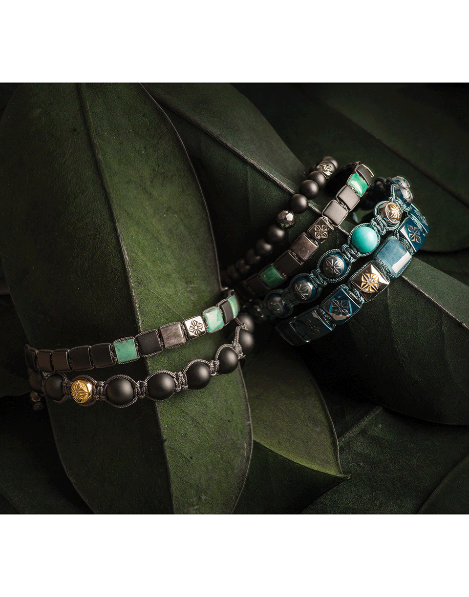 SHAMBALLA JEWELS-Blue Sapphire Onyx Bead Bracelet-YELLOW GOLD