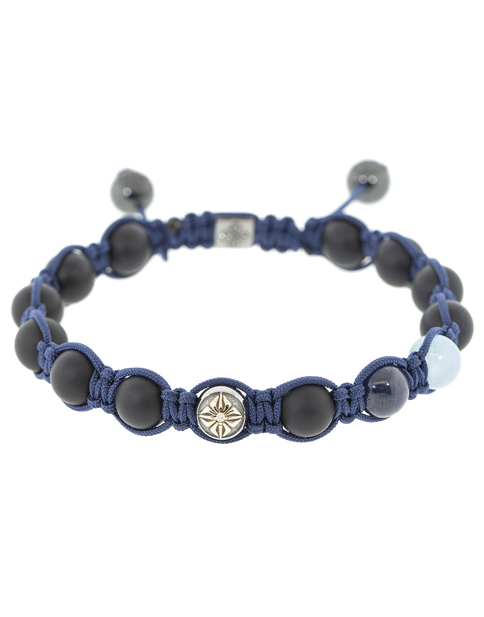 SHAMBALLA JEWELS-Blue Sapphire Onyx Bead Bracelet-YELLOW GOLD