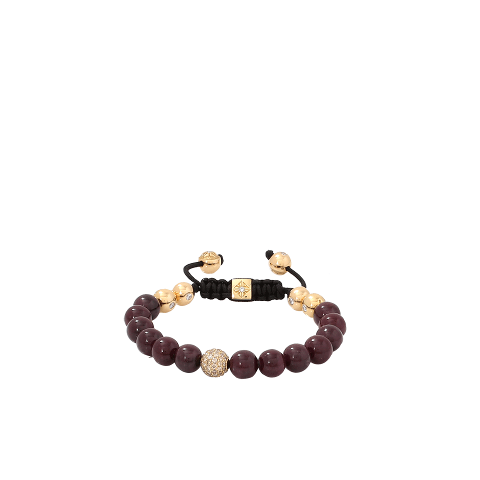 SHAMBALLA JEWELS-Ruby And Diamond Beaded Bracelet-YELLOW GOLD