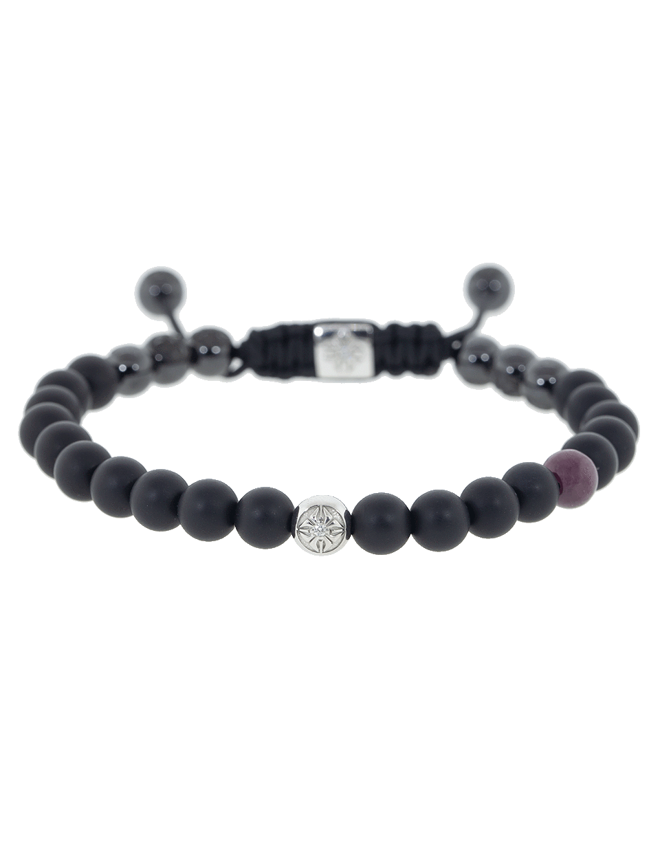 SHAMBALLA JEWELS-Ruby and Onyx Bead Bracelet-BLACK GOLD