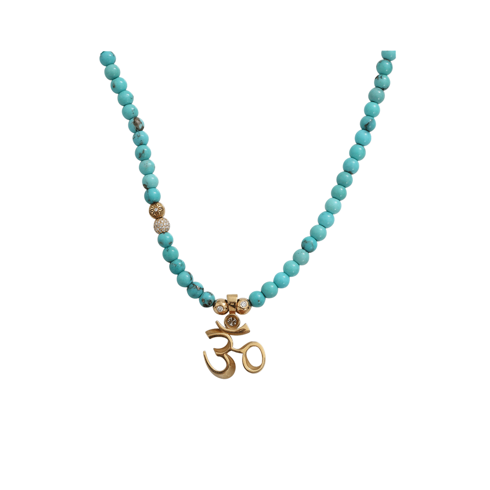 SHAMBALLA JEWELS-Turquoise Ohm Necklace-YELLOW GOLD