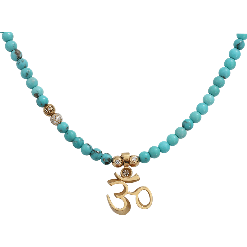 SHAMBALLA JEWELS-Turquoise Ohm Necklace-YELLOW GOLD