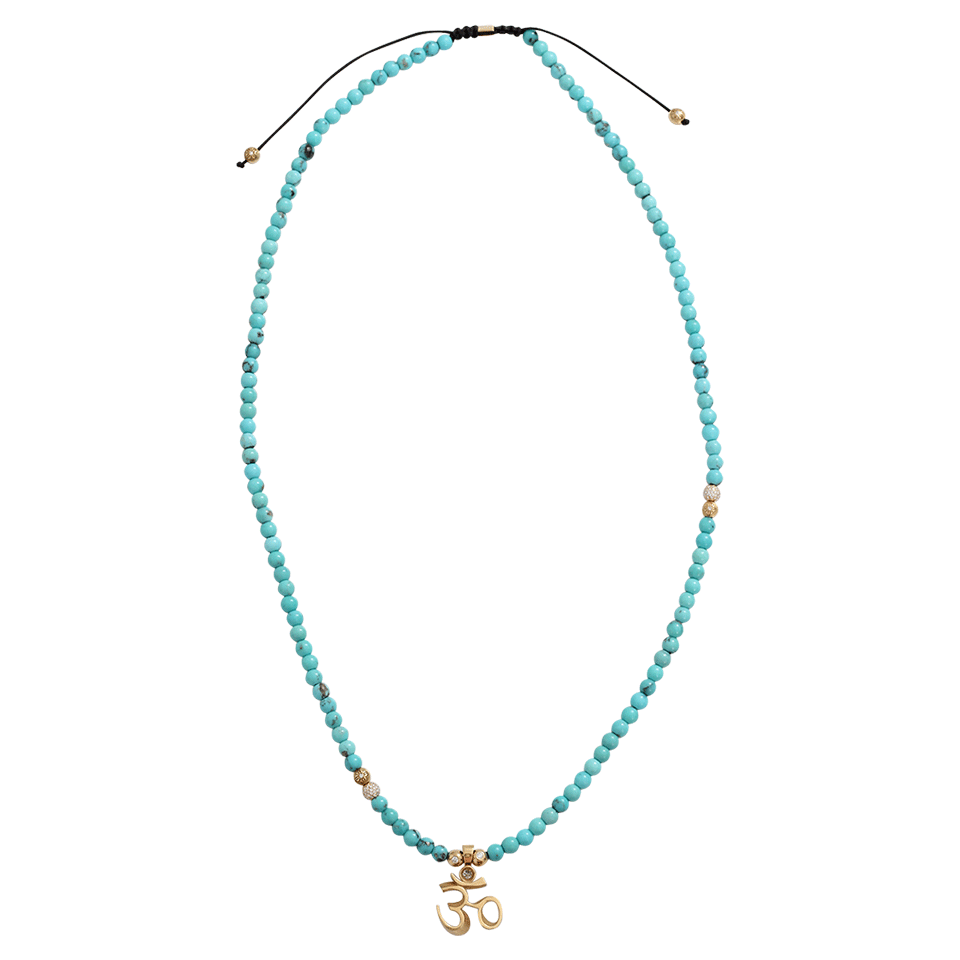 SHAMBALLA JEWELS-Turquoise Ohm Necklace-YELLOW GOLD
