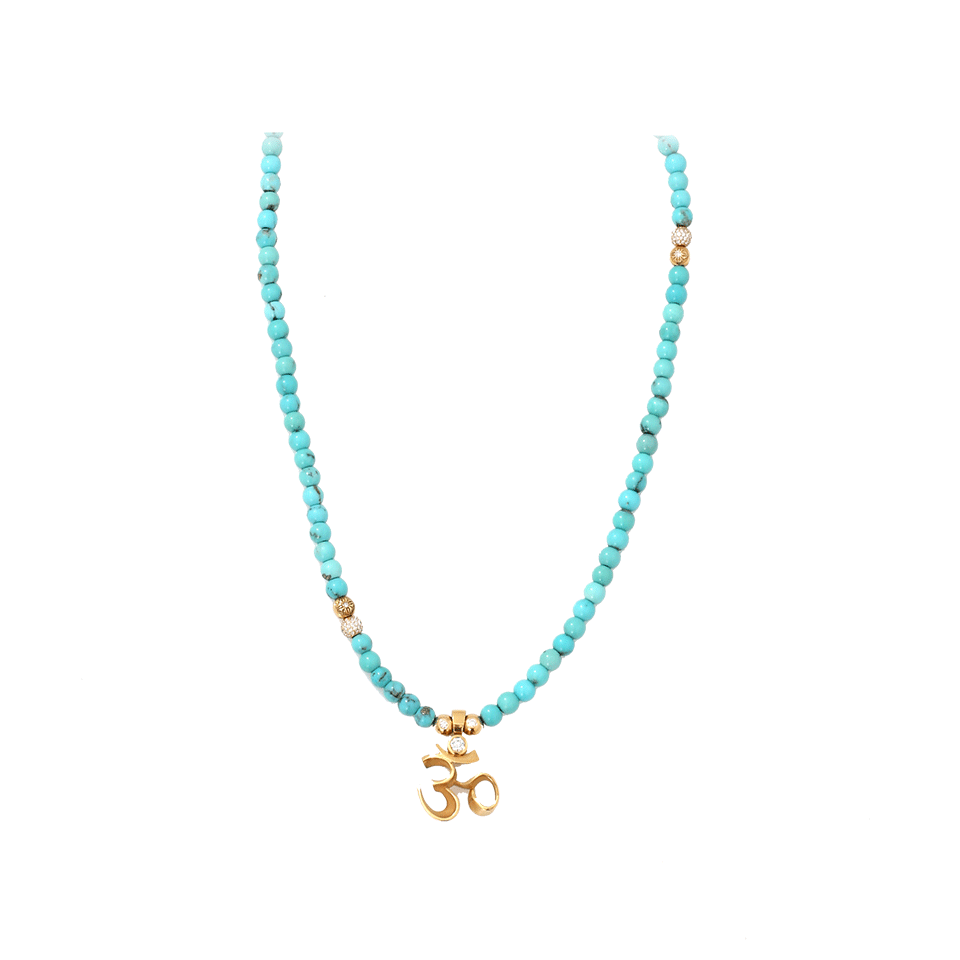 SHAMBALLA JEWELS-Turquoise Ohm Necklace-YELLOW GOLD