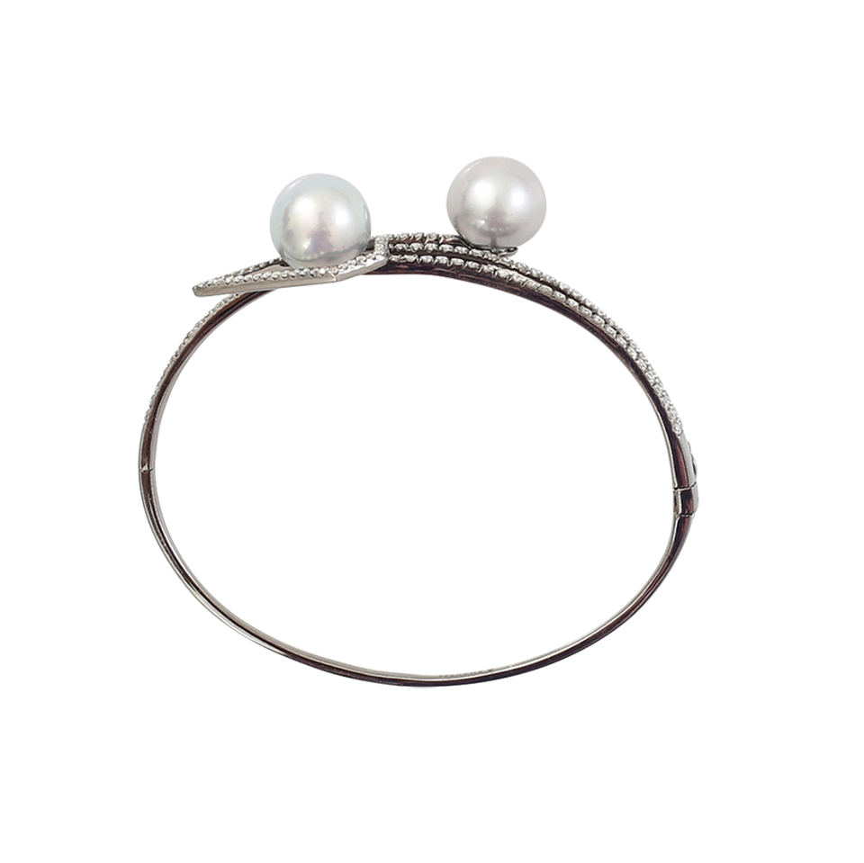 SHAY JEWELRY-Caged Pearl Bangle-BLACK GOLD
