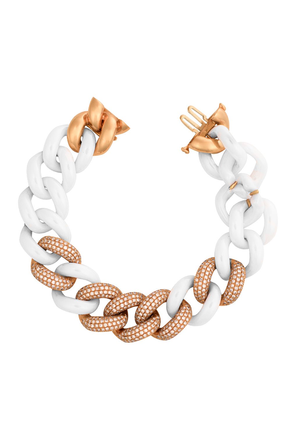 SHAY JEWELRY-5 PAVE CERAMIC JUMBO LINK BRACELET-ROSE GOLD