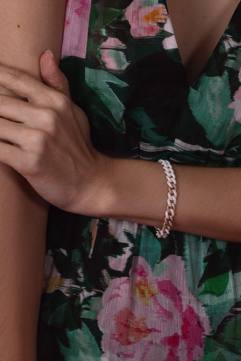 SHAY JEWELRY-7 Pave Ceramic Medium Link Bracelet-ROSE GOLD