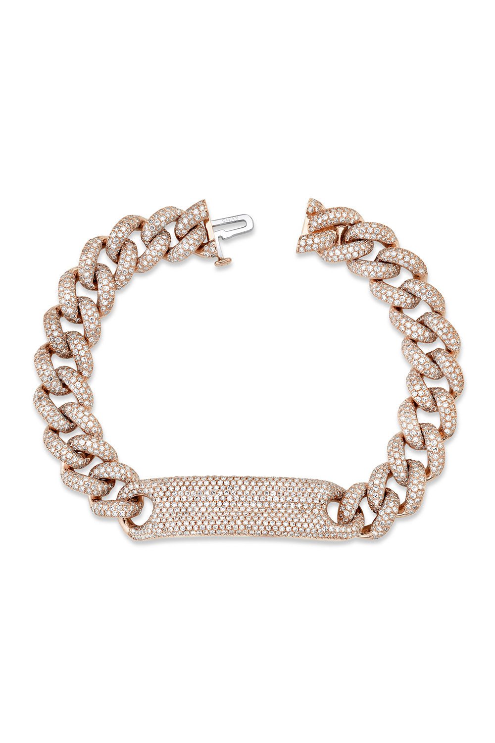 SHAY JEWELRY-Full Pave Diamond ID Essential Link Bracelet-ROSE GOLD