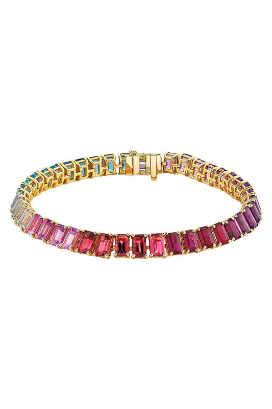 Sapphire Rainbow Pastel Tennis Bracelet-ROSE GOLD-6.5-JEWELRYFINE JEWELBRACELET O-SHAY JEWELRY