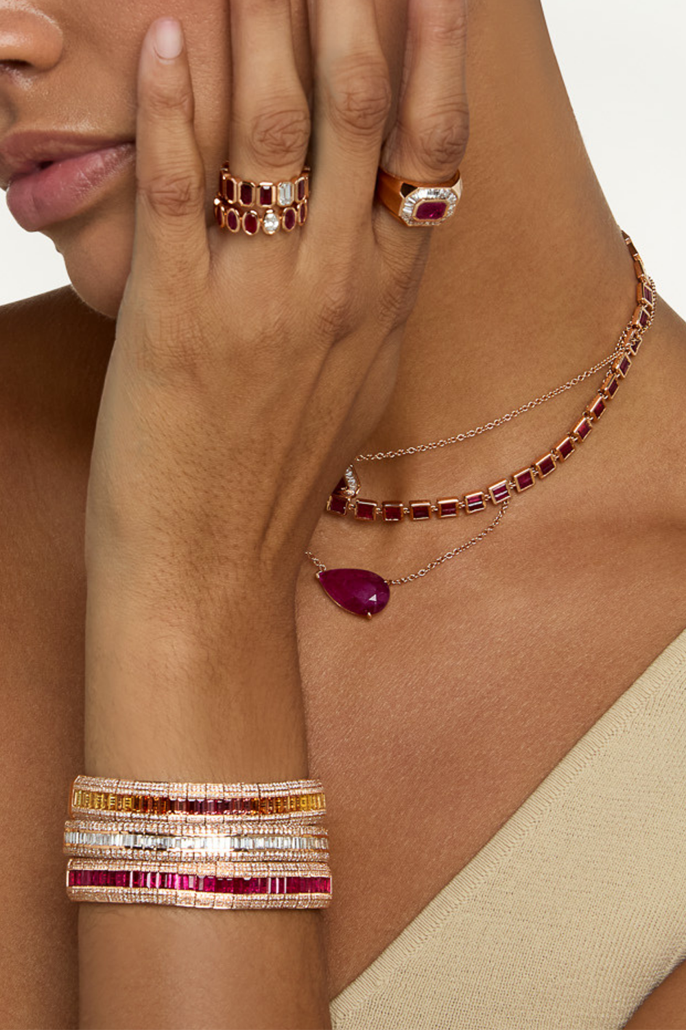 Citrine Diamond Ombre Stretch Bracelet-ROSE GOLD-JEWELRYFINE JEWELBRACELET O-SHAY JEWELRY