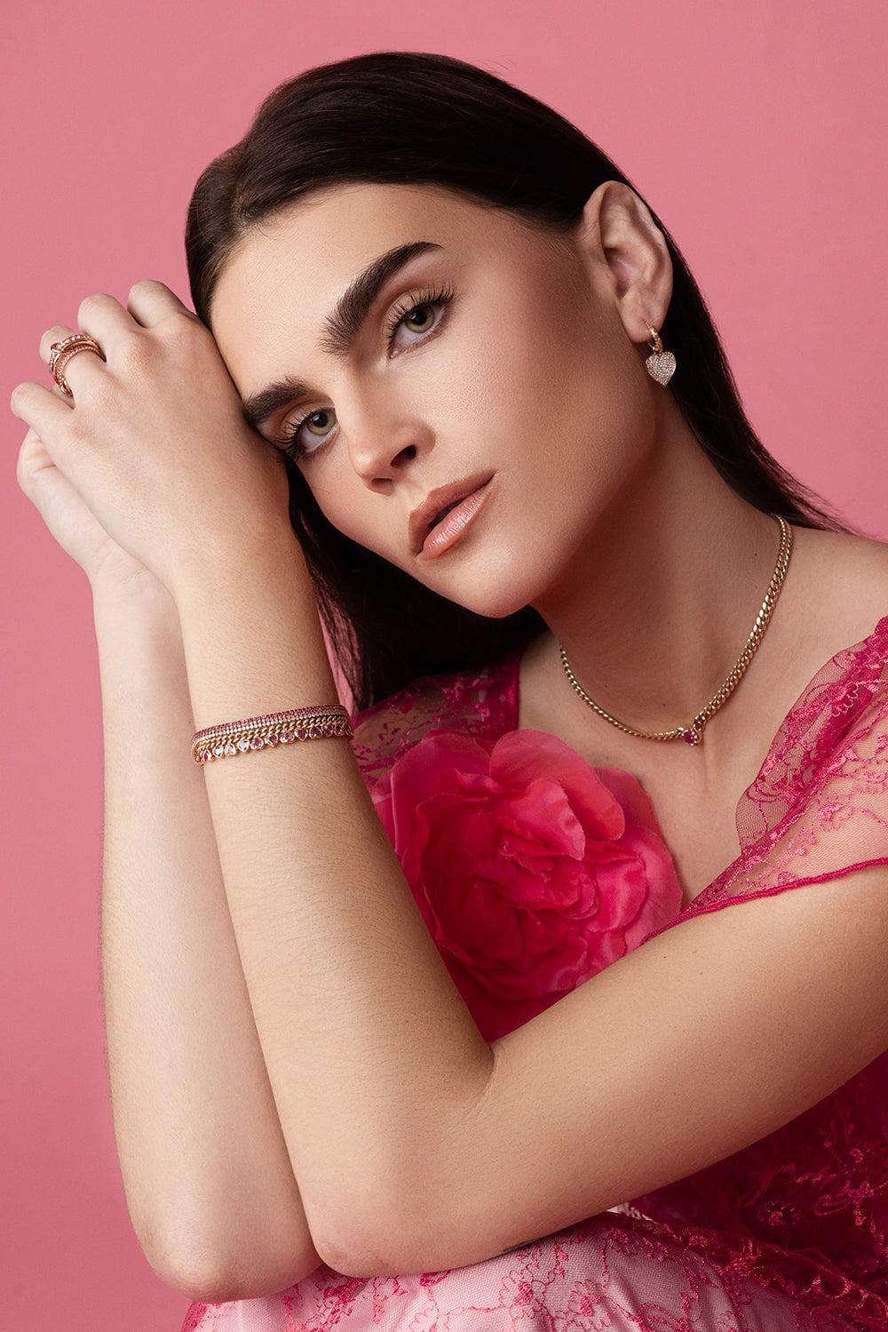 SHAY JEWELRY-Diamond Pave Baby Link Bracelet-ROSE GOLD