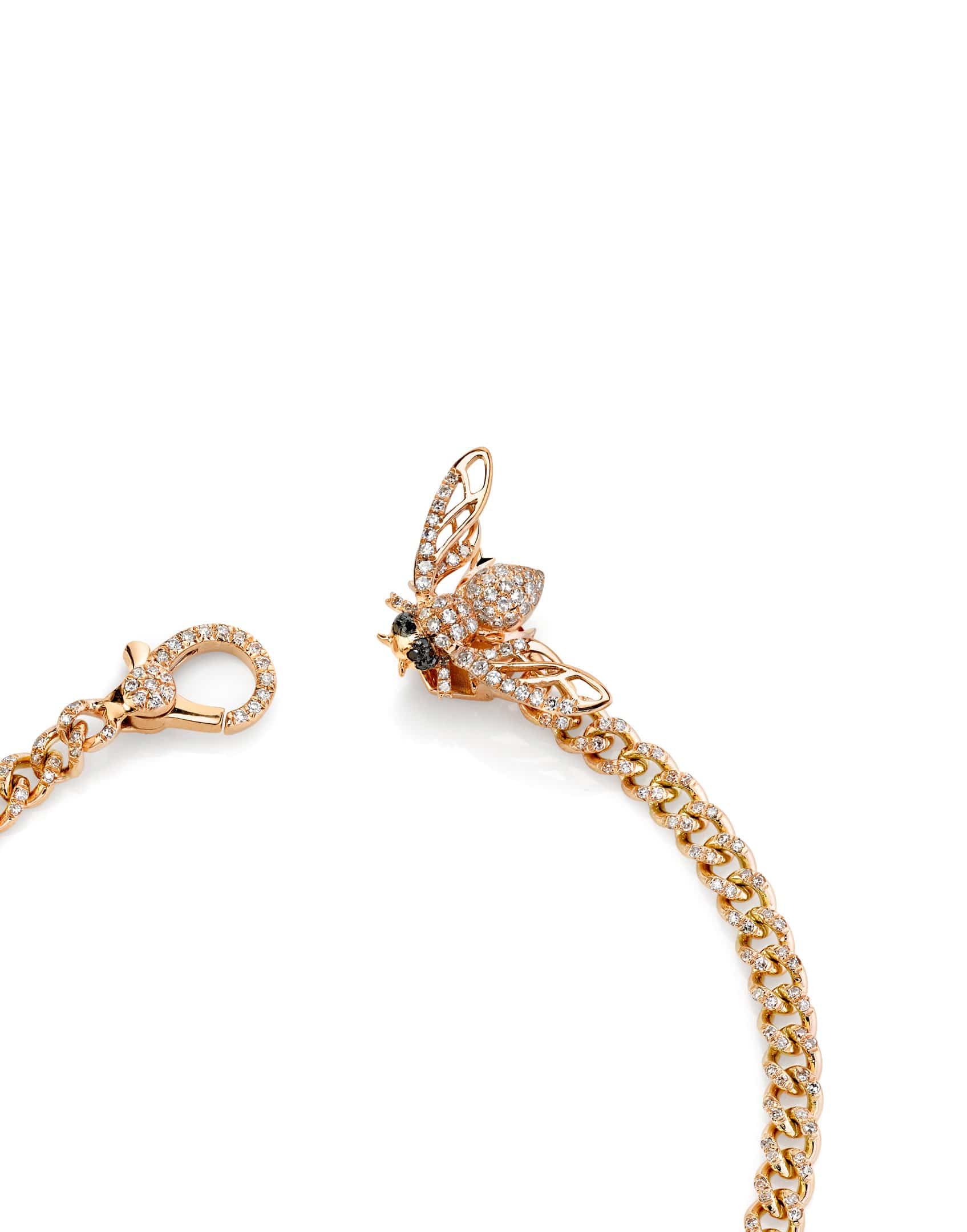 SHAY JEWELRY-Pave Diamond Bee Baby Link Bracelet-ROSE GOLD
