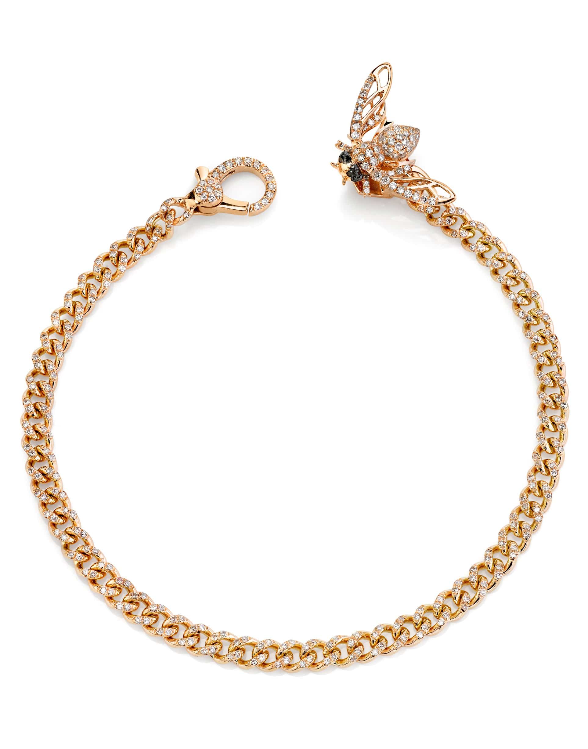 SHAY JEWELRY-Pave Diamond Bee Baby Link Bracelet-ROSE GOLD