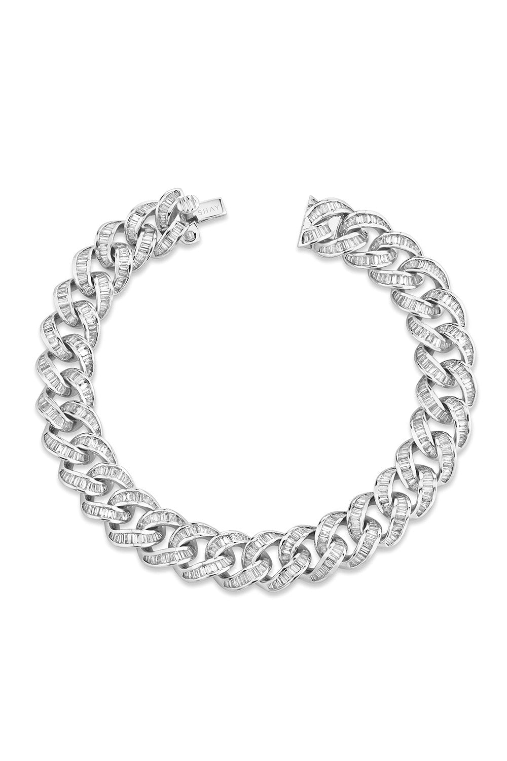 SHAY JEWELRY-DIAMOND BAGUETTE ESSENTIAL LINK BRACELET-WHITE GOLD