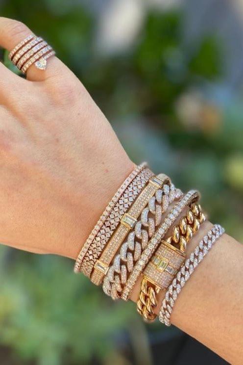 SHAY JEWELRY-Diamond Mesh Stretch Bracelet-WHITE GOLD