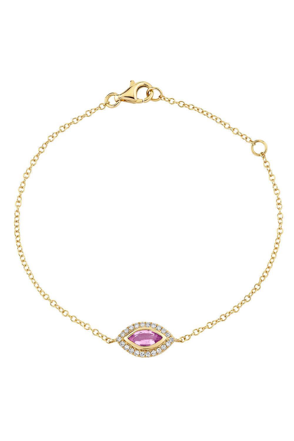 Pink Sapphire Diamond Evil Eye Bracelet-YELLOW GOLD-5.5-6.5-JEWELRYFINE JEWELBRACELET O-SHAY JEWELRY