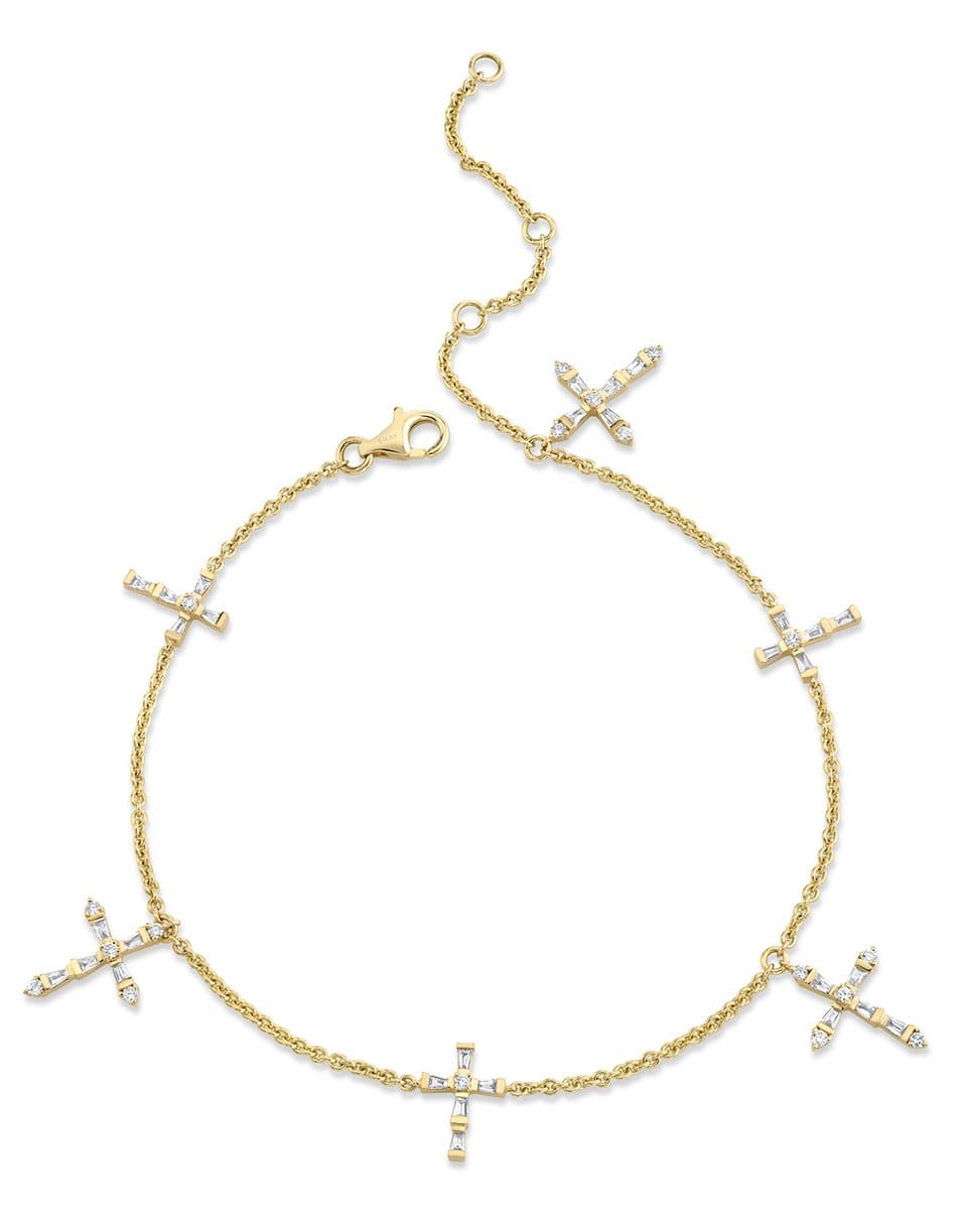 SHAY JEWELRY-Dearly Devoted Diamond Cross Anklet-YELLOW GOLD