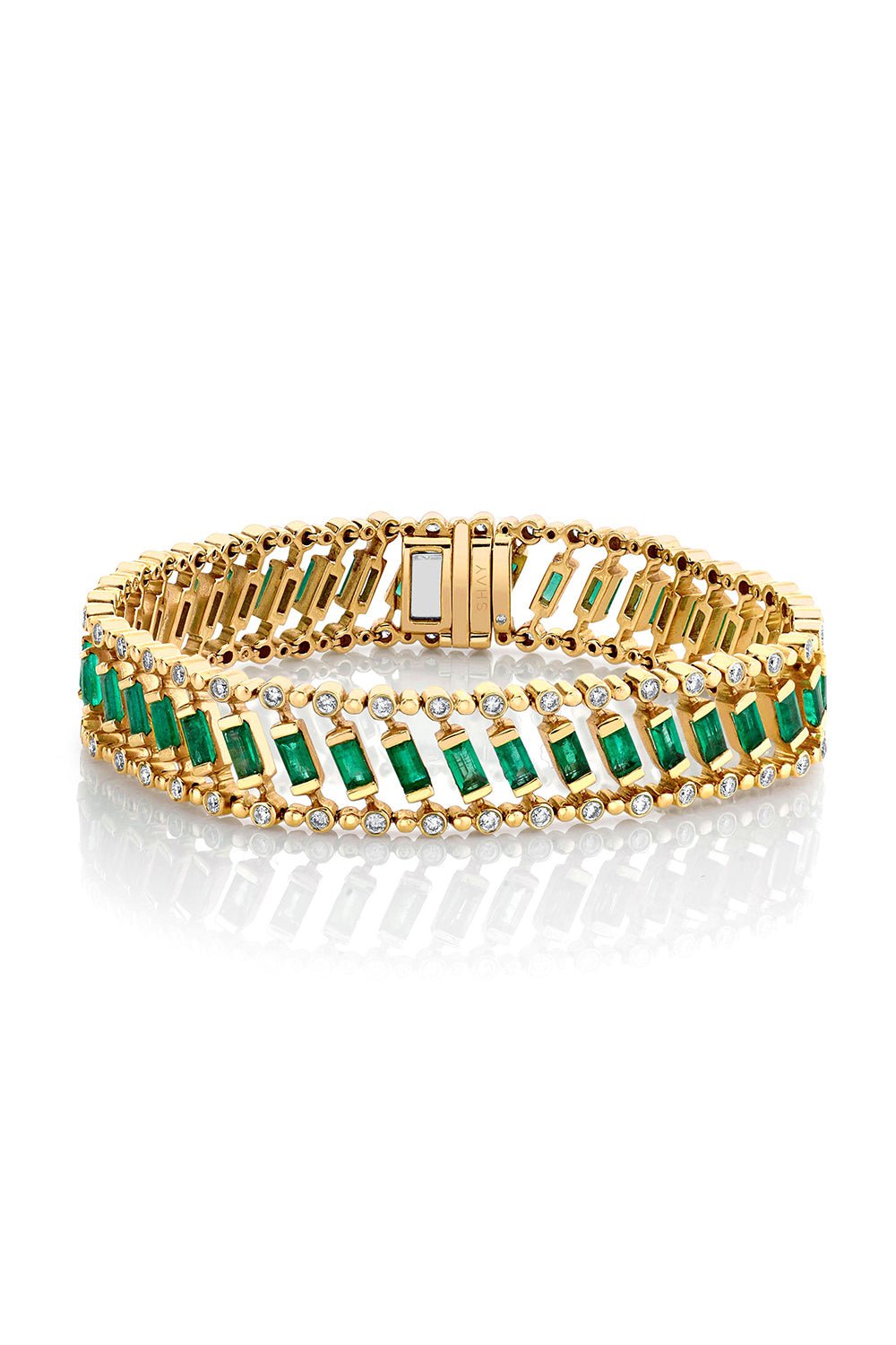 SHAY JEWELRY-Diamond Emerald Dot Dash Bracelet-YELLOW GOLD