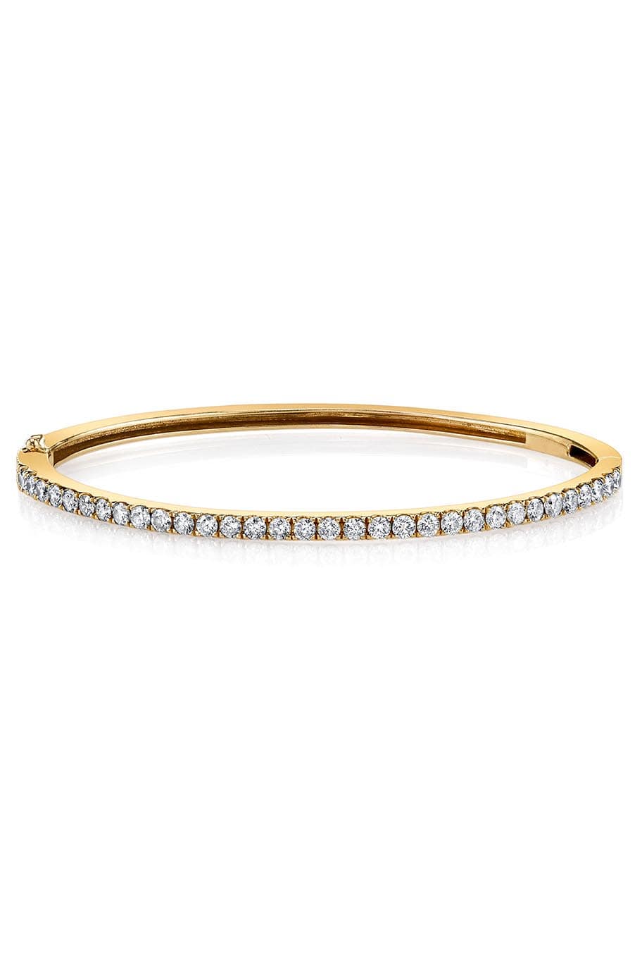 SHAY JEWELRY-Diamond Half Single Line Bangle - 2.5mm-YELLOW GOLD