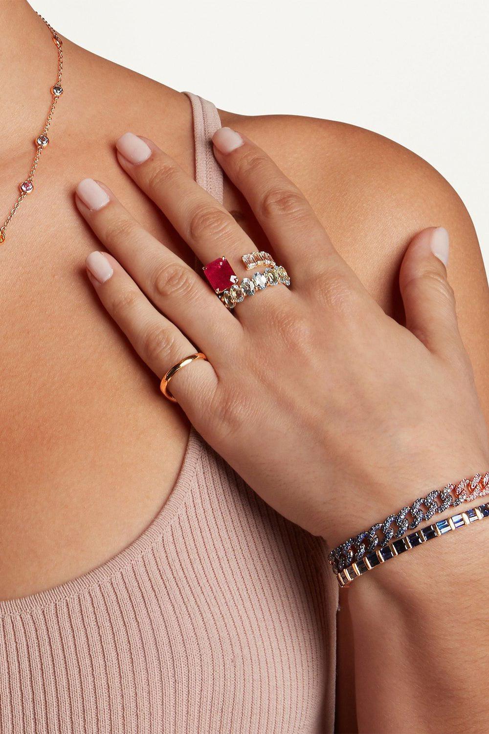 SHAY JEWELRY-Medium Rainbow Pave Link Bracelet-YELLOW GOLD