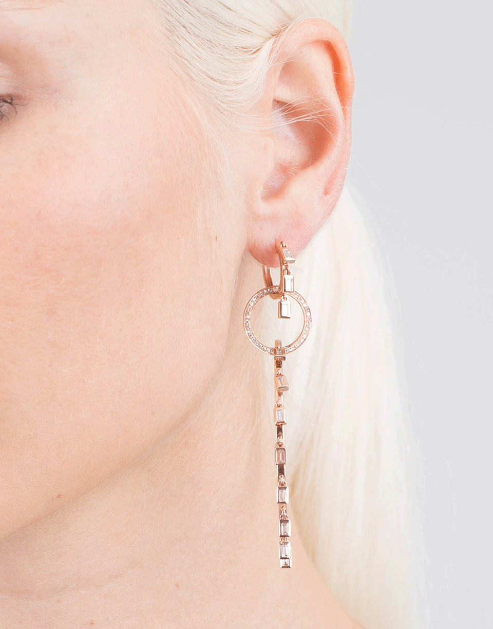 SHAY JEWELRY-3 Tier Baguette Diamond Hoops-ROSE GOLD