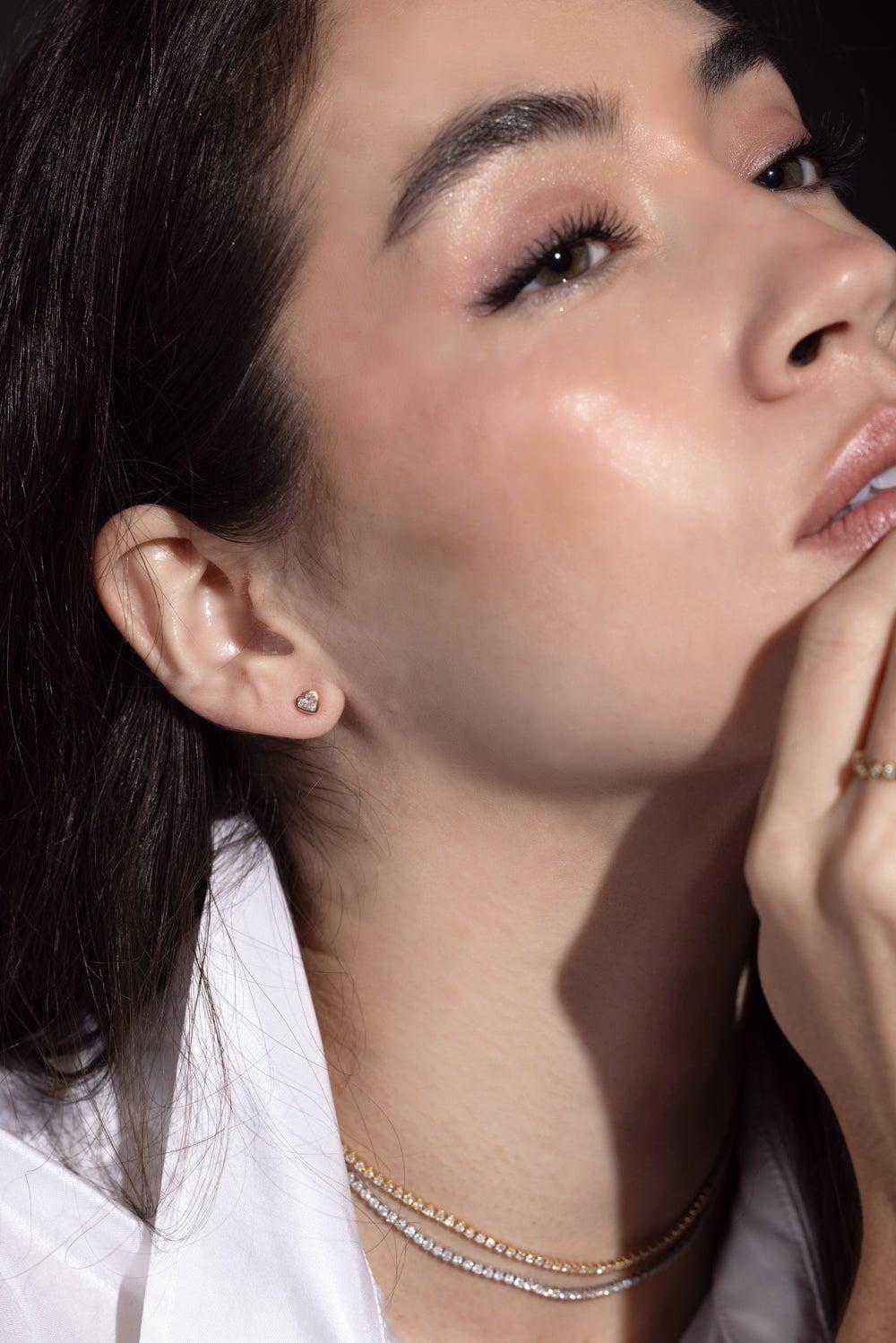 SHAY JEWELRY-Diamond Bezel Baby Heart Stud Earrings-ROSE GOLD