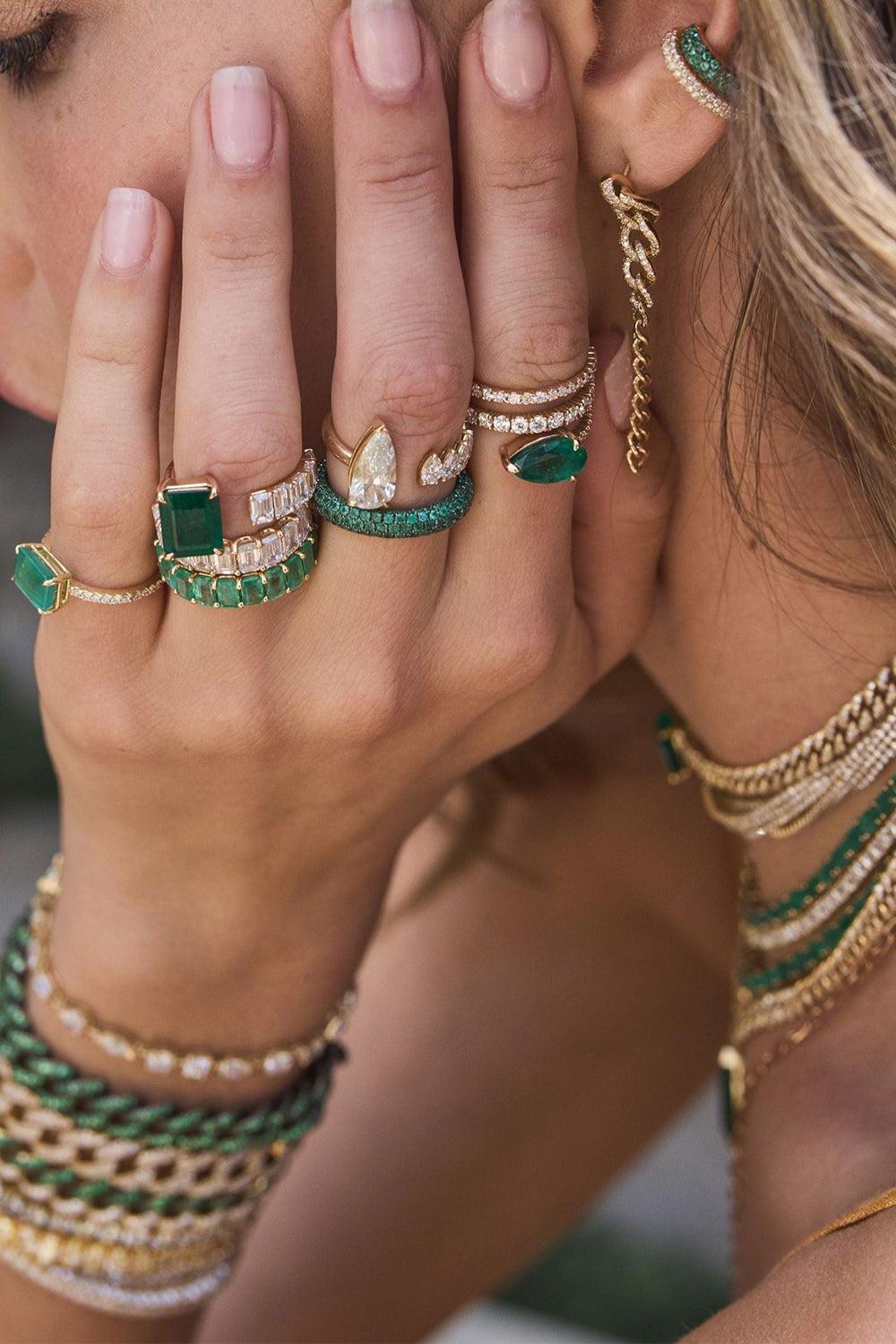 SHAY JEWELRY-Jumbo Emerald Ear Cuff-ROSE GOLD