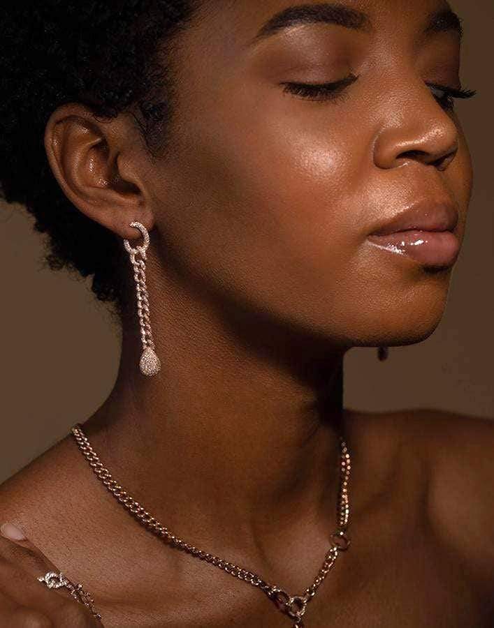 SHAY JEWELRY-Pave Diamond Link Drop Earrings-ROSE GOLD