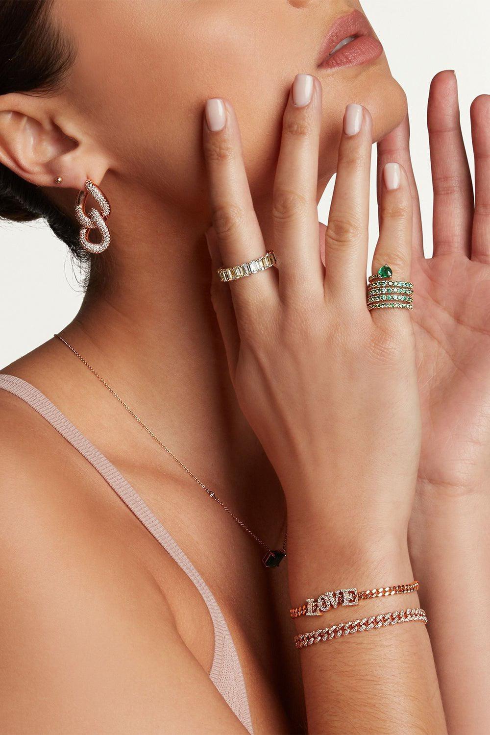 SHAY JEWELRY-Pave Double Link Earrings-ROSE GOLD
