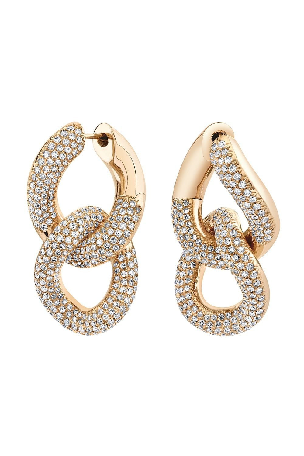 SHAY JEWELRY-Pave Double Link Earrings-ROSE GOLD