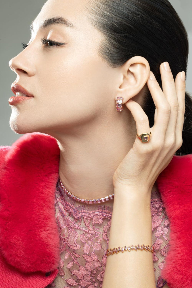 Pink Sapphire Stretch Earrings