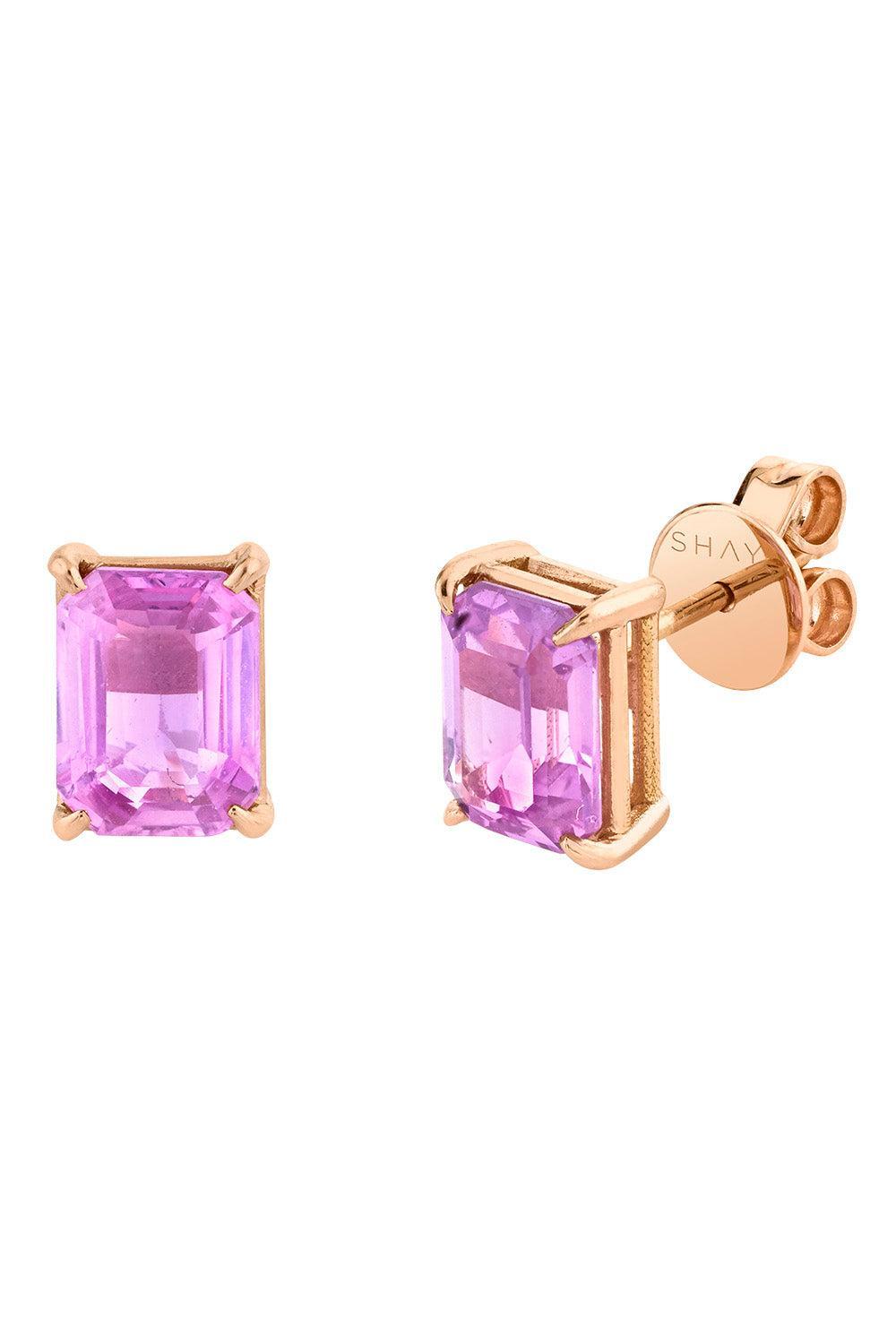Pink Sapphire Stud Earrings-ROSE GOLD-JEWELRYFINE JEWELEARRING-SHAY JEWELRY