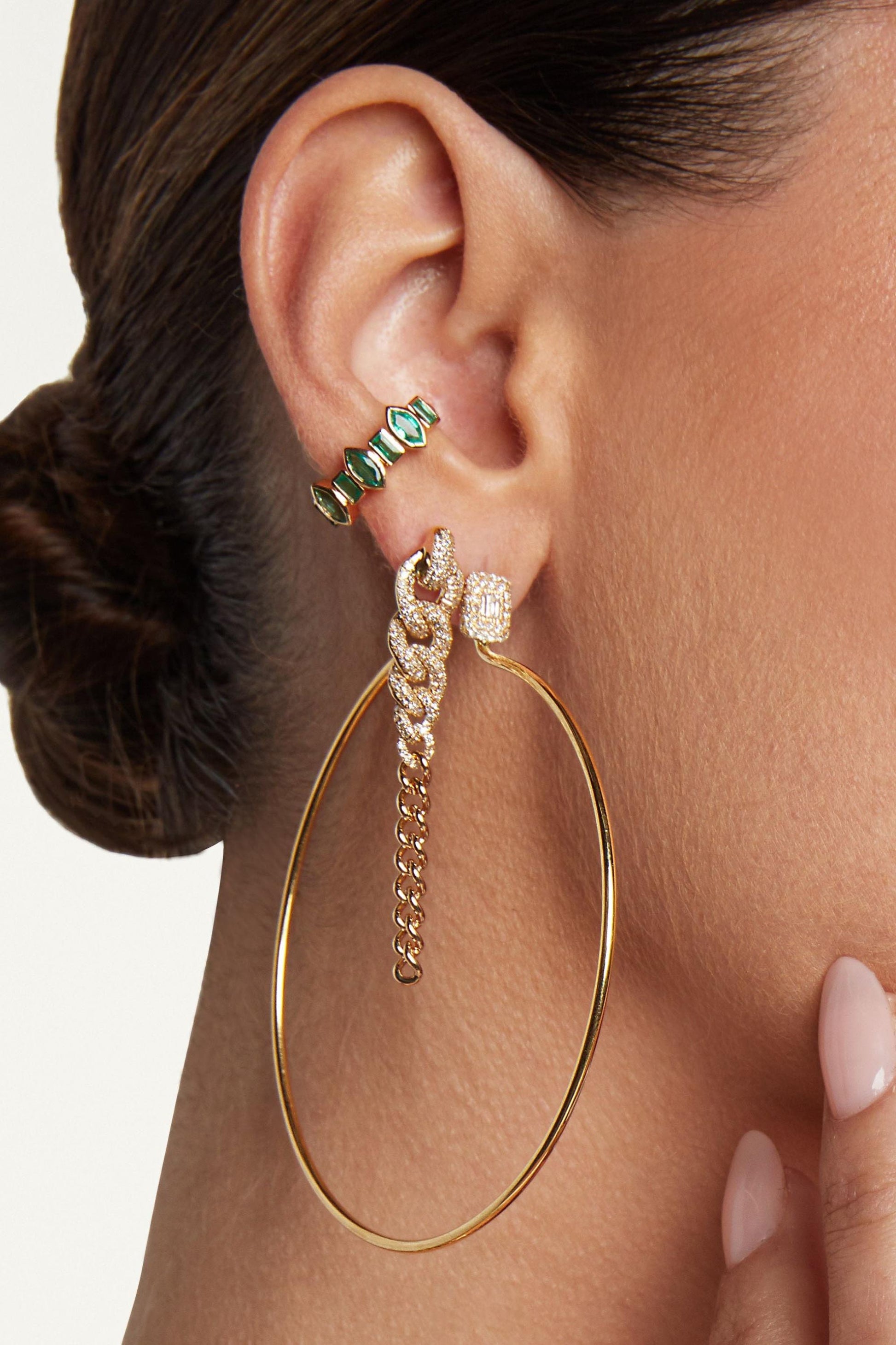 SHAY JEWELRY-2 in 1 Gradual Pave Drop Earrings-WHITE GOLD