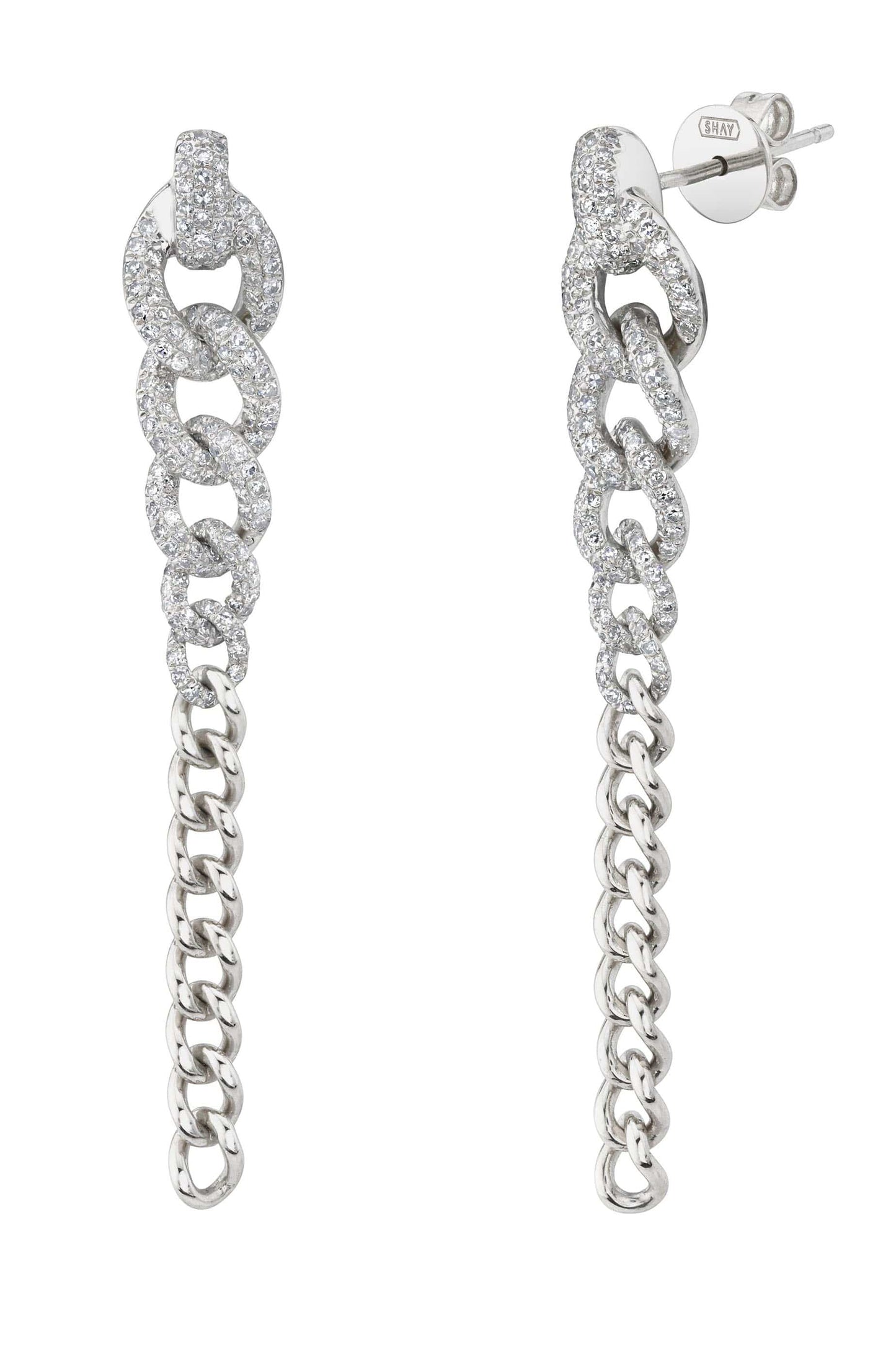 SHAY JEWELRY-2 in 1 Gradual Pave Drop Earrings-WHITE GOLD