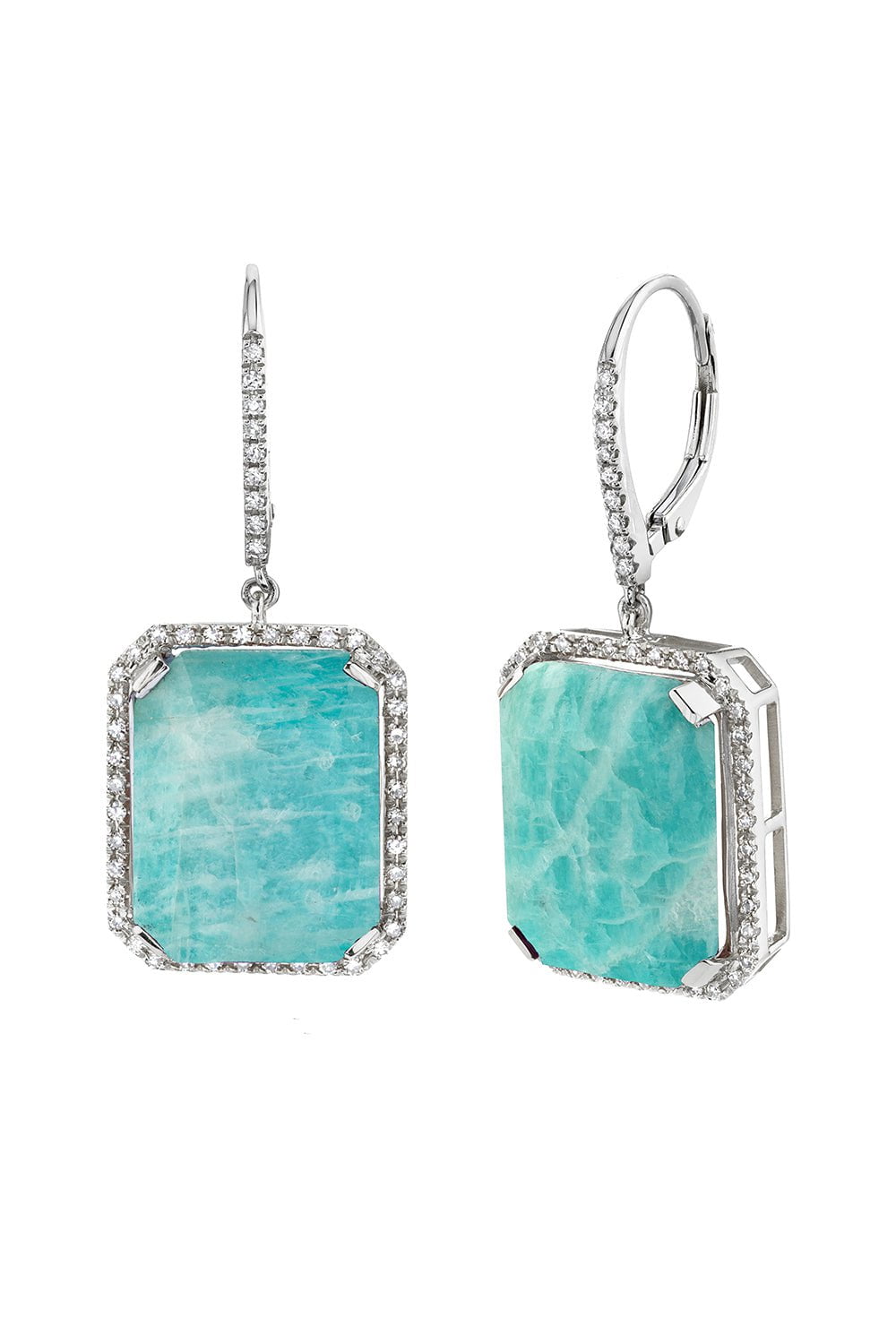 SHAY JEWELRY-Amazonite Diamond Portrait Earrings-WHITE GOLD