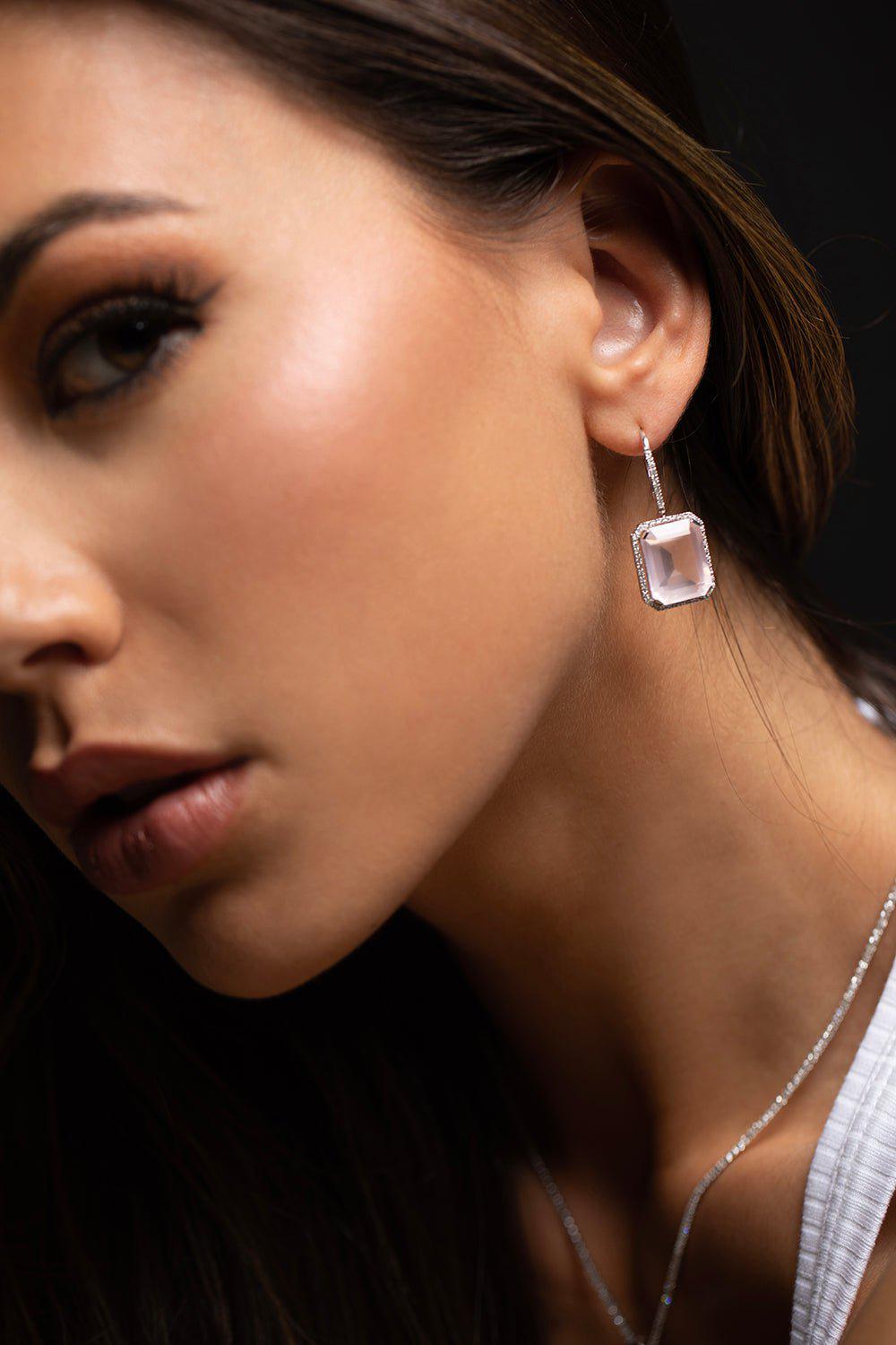 SHAY JEWELRY-Crystal Diamond Portrait Earrings-WHITE GOLD