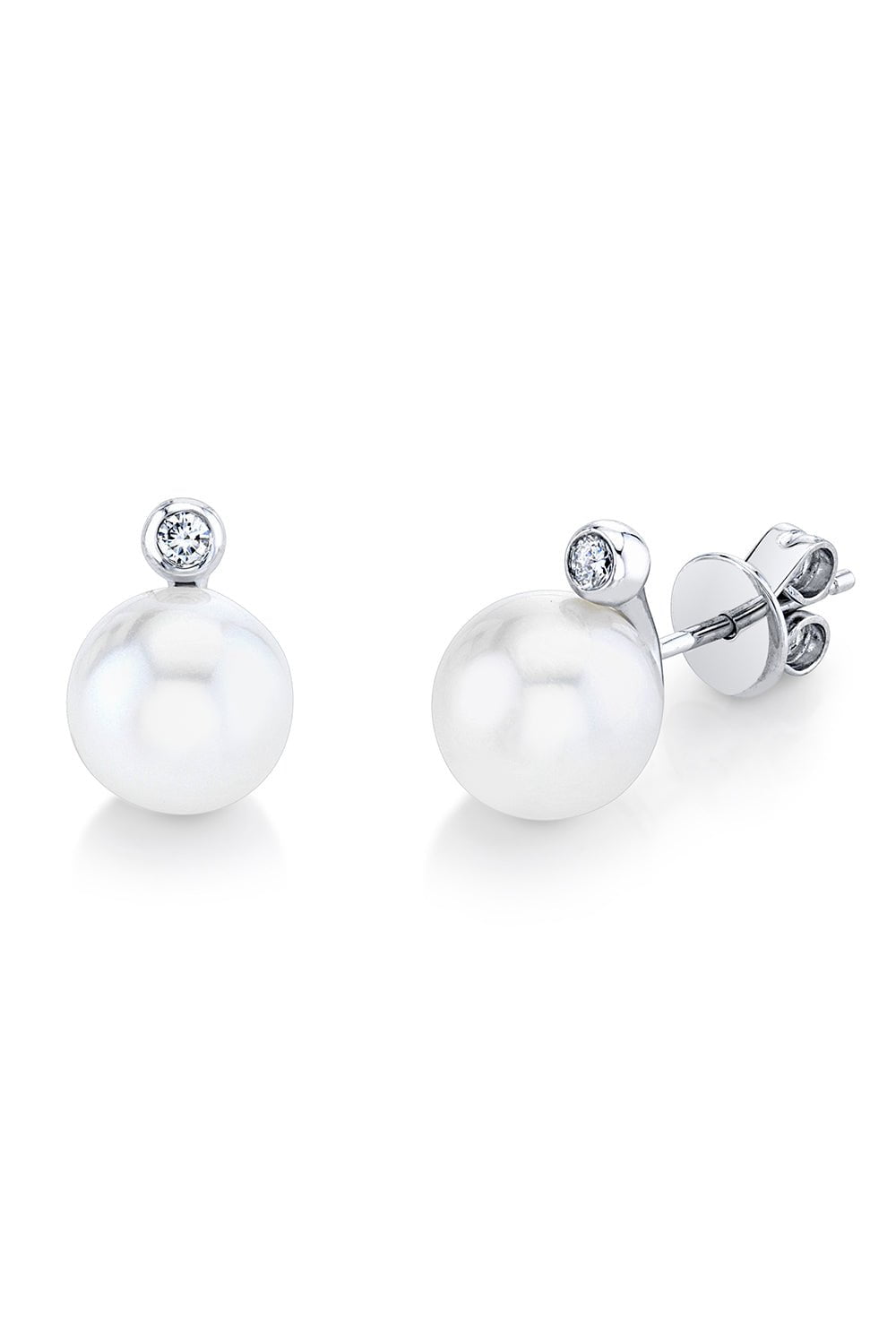 SHAY JEWELRY-Pearl Diamond Stud Earrings-WHITE GOLD
